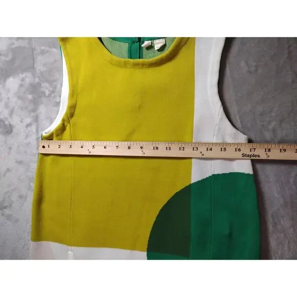 MOTH Anthropologie Green Yellow Retro Mod Sleeveless Colorblock Mini Dress Large - Picture 5 of 16